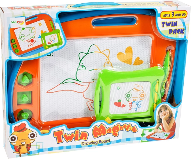 Tablă magnetică de desen 2‑în‑1 cu ștergător și ștampile