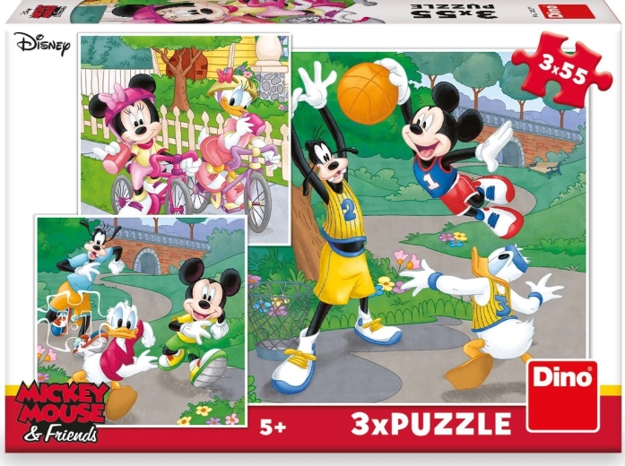 Puzzle MICKEY ȘI MINNIE fac sport 3×55 piese