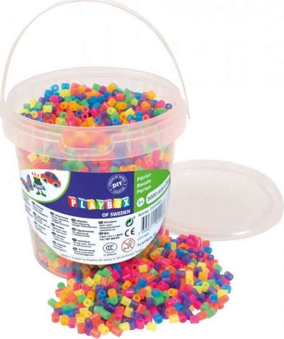 PLAYBOX Mărgele termoadezive în găleată - neon 5000 buc