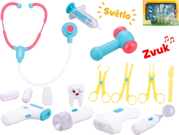 Set de doctor cu efecte luminoase și sonore pe baterii