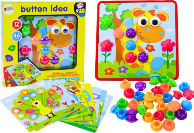 Puzzle pentru copii cu butoane colorate - 12 modele