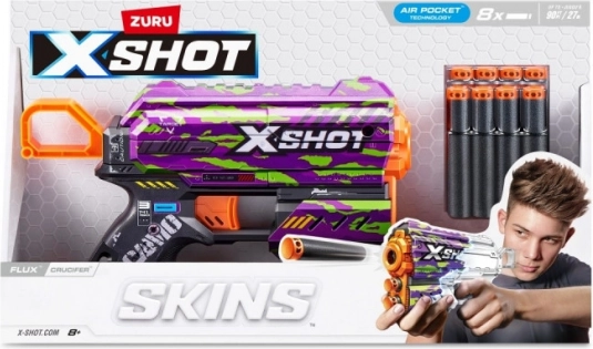 X-Shot Skins Flux – pistol cu proiectile din spumă Crucifer (8 săgeți)