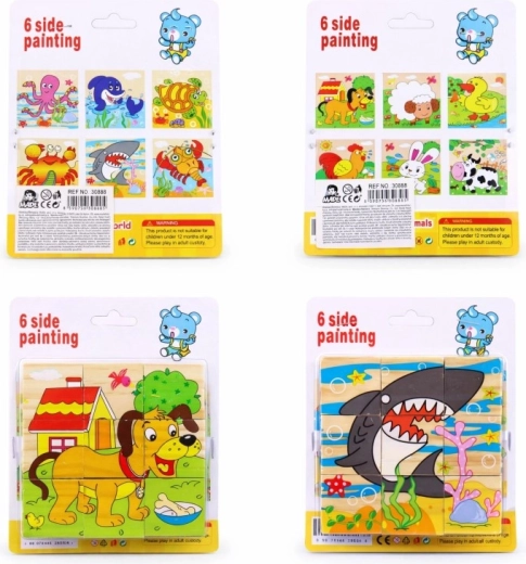 Cubi din lemn cu imagini pentru copii