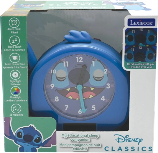 Ceas deșteptător educativ Lexibook Stitch cu lumină de veghe