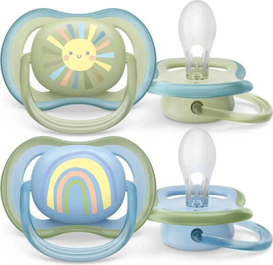 Philips Avent suzetă Ultra Air cu desen curcubeu, 0–6 luni, 2 bucăți