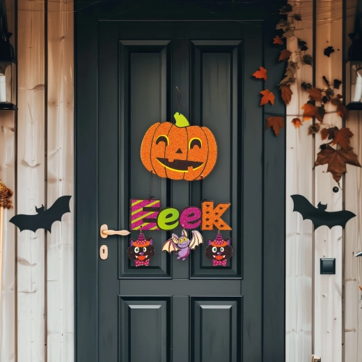 Decorațiune suspendată de Halloween în formă de dovleac, 45 × 23 cm