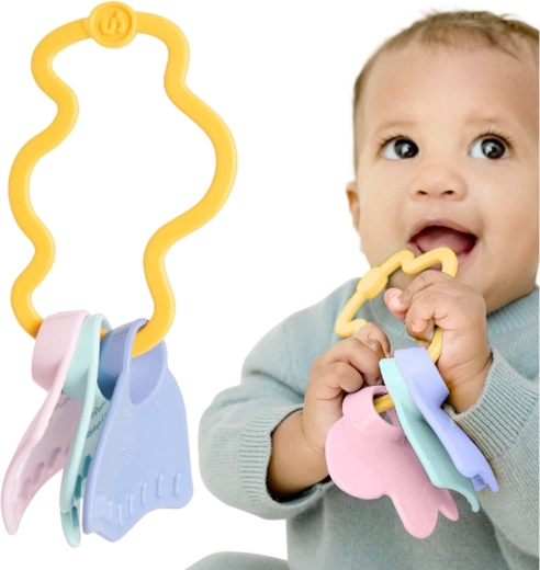 Simple. zornăitoare senzorială și jucărie de dentiție în formă de norișor (portocalie)