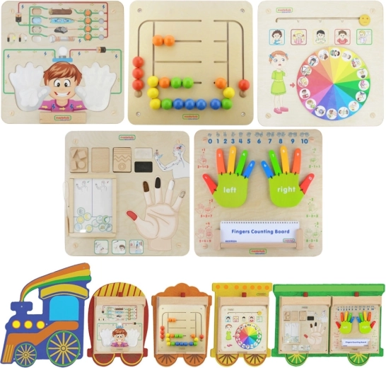 Masterkidz Flex set tren 5în1 – panouri senzoriale și motrice de perete