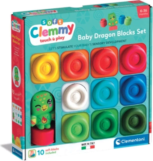 Cărămizi de construcție moi SOFT CLEMMY 10 buc cu figurină dragon