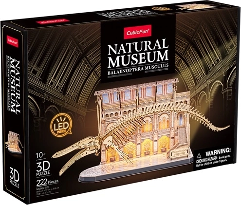 Cubic Fun puzzle 3D LED – muzeu de științe naturale cu schelet de balenă albastră