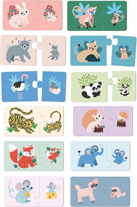 Puzzle din lemn pui și mămici Vilac