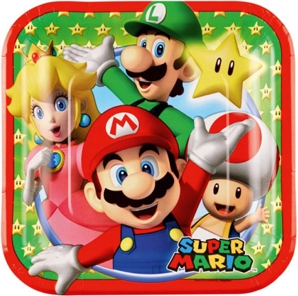 Farfurii din hârtie Super Mario 18 × 18 cm (8 buc.)