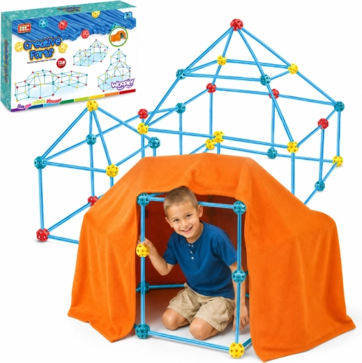 WOOPIE Mari Construcții Blocuri Set Cort Paie Tuburi 128 buc