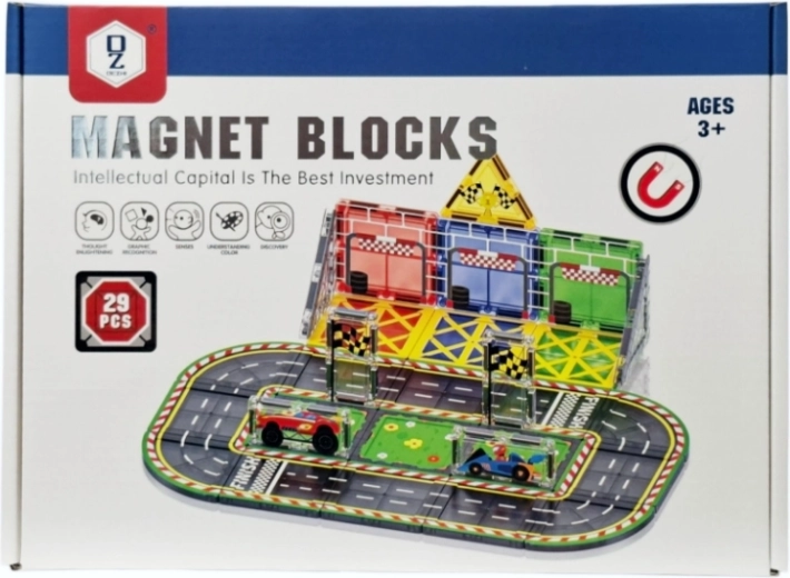 Cărămizi magnetice de construcție – pistă de curse - 1 bucată