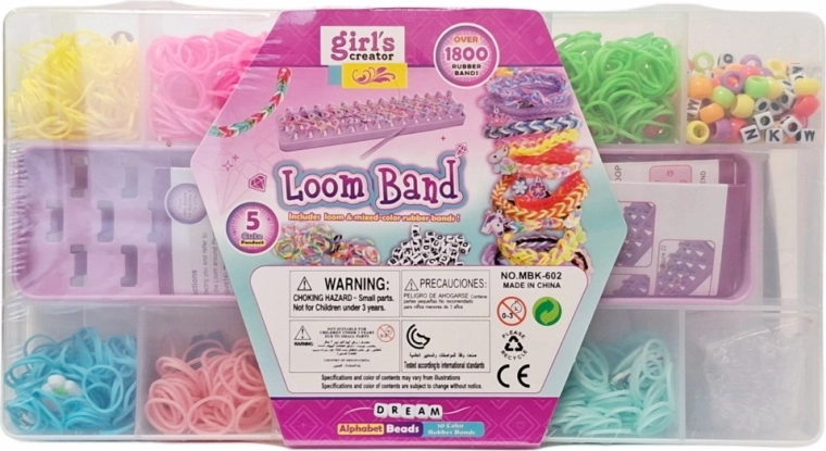 Set creativ pentru împletit bijuterii din elastice Loom Bands cu cutiuță