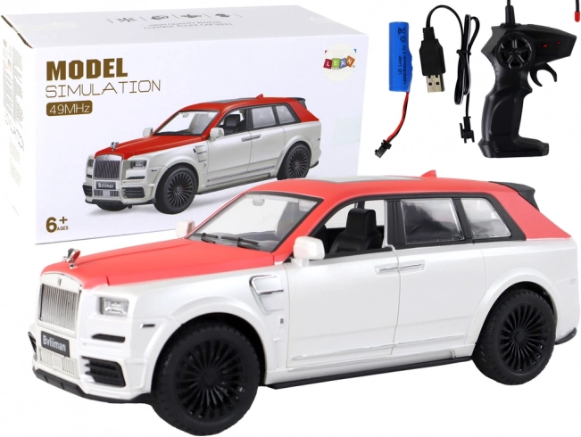 Mașină RC 1:20 alb‑roșu cu telecomandă