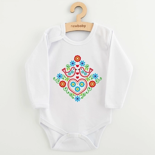 Body pentru bebeluși cu mânecă lungă New Baby, model popular cu păsărele, mărimea 62 (3–6 luni)