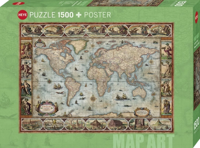 Puzzle Heye Map Art: Lumea lui Willem Blaeu, 1500 de piese