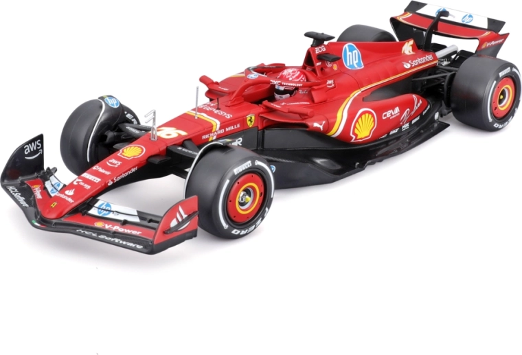 Bburago Ferrari SF-24 (2024) Charles Leclerc 1:24 în cutie acrilică