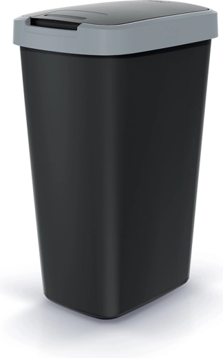 Coș de gunoi Compacta Q Flap 45 l, negru cu capac gri deschis