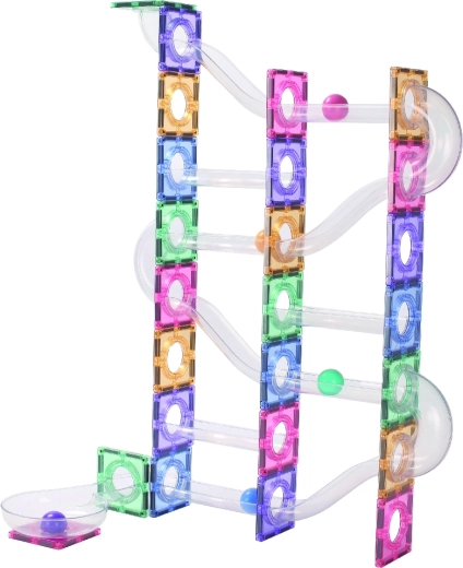 Cleverclixx Clever Pack pistă magnetică cu bile în culori pastel, 110 piese