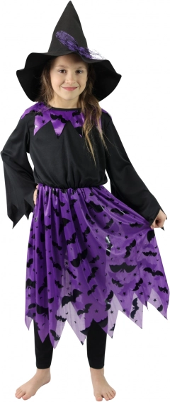 Costum vrăjitoare pentru copii cu pălărie și lilieci