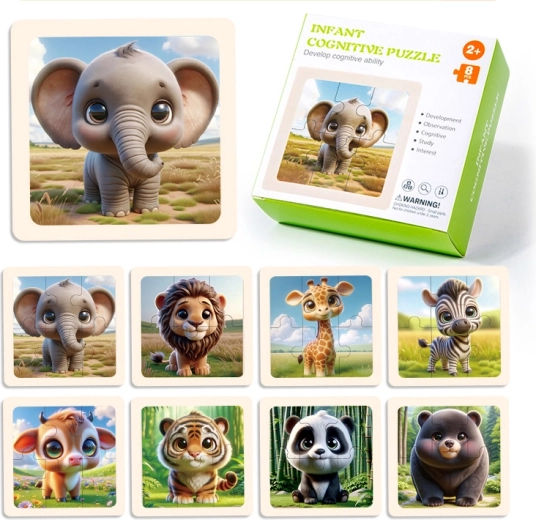 Puzzle din lemn Safari, 8 piese