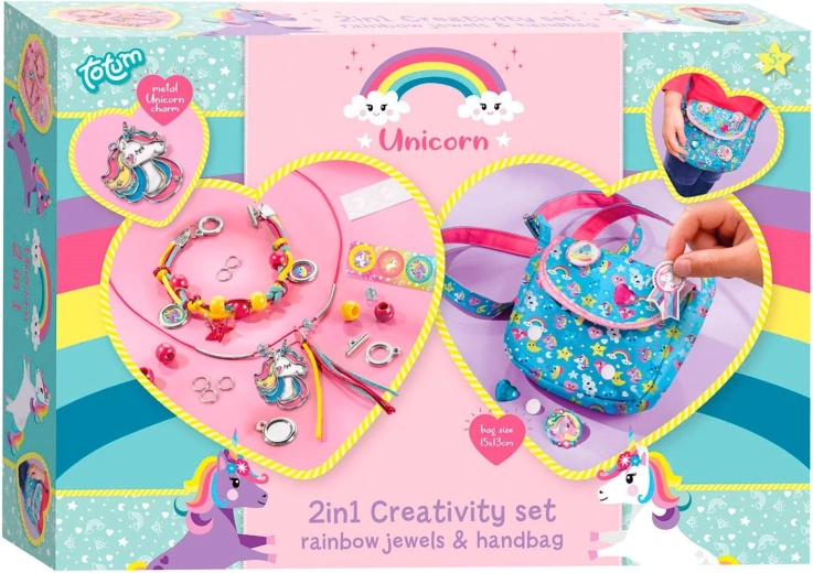 Set creativ 2-în-1 Unicorn – poșetă și realizare brățări TOTUM