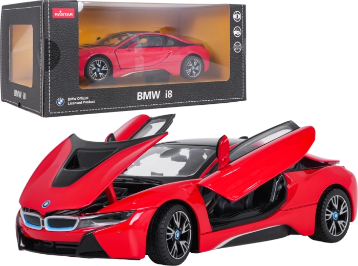 Model metalic de mașină BMW i8 RASTAR la scara 1:24, roșu