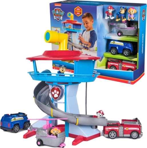 Turn de observație Patrula Cățelușilor cu lumină, sunete, vehicule și figurine