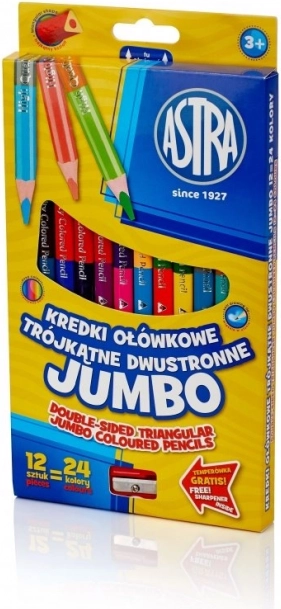 Creioane Colorate Jumbo Astra Tricorne Duble 24 Culori
