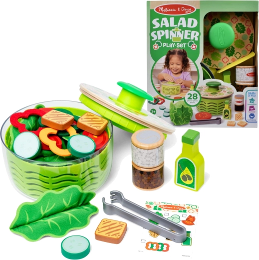 Melissa & Doug set pentru copii pentru prepararea salatei cu centrifugă, 28 de piese