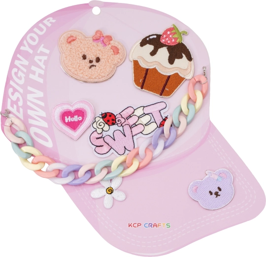 Set decorativ pentru șapcă cu cozoroc cu dulciuri și ursuleți, cu lanț colorat - 1 bucată