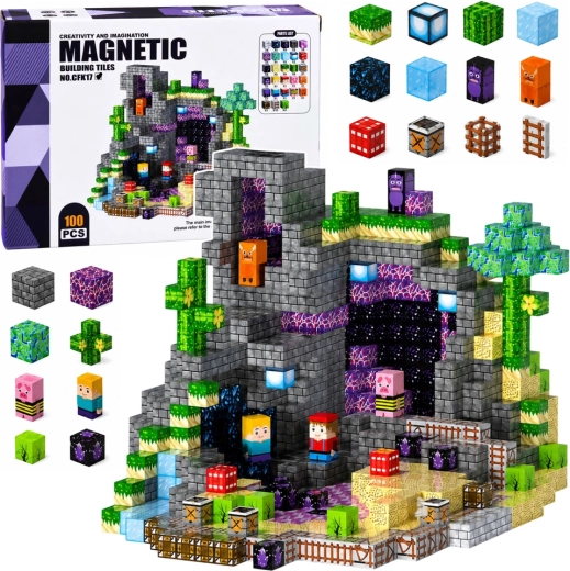 Cuburi pixel magnetice – set de construcție 100 de piese
