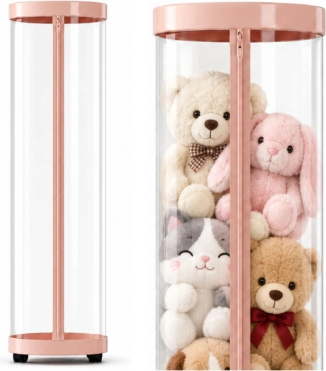 Organizator roz pentru plușuri și jucării, rotativ, cu iluminare LED, 126 cm