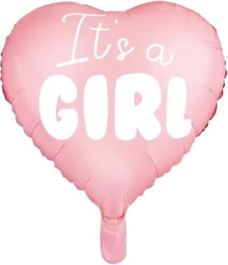 Balon de folie It's a Girl inimă roz 45 cm