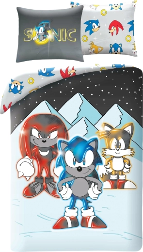 Lenjerie de pat pentru copii Sonic Friends din microfibră
