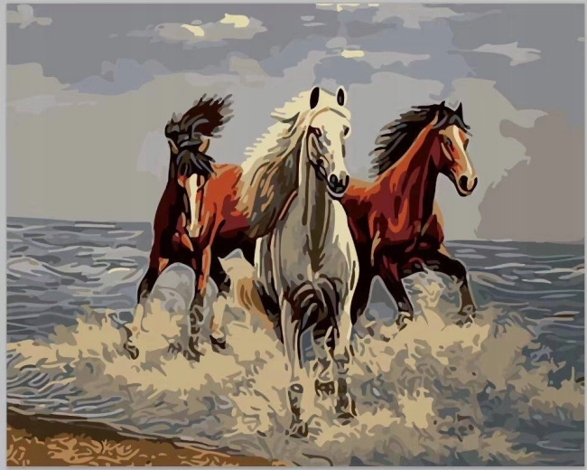 Norimpex pictură pe numere Trei cai în galop 40 × 50 cm