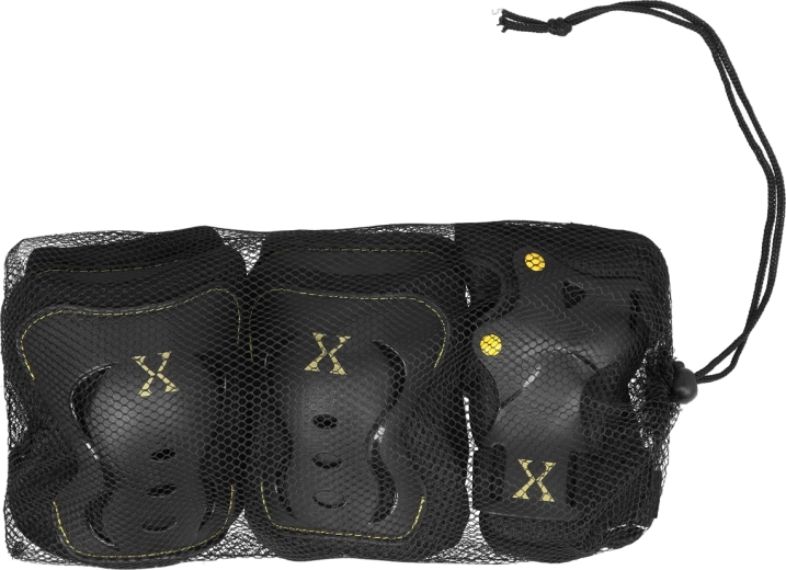 Set de protecții pentru genunchi, coate și încheieturi NILS Extreme H320, negru‑galben – XL