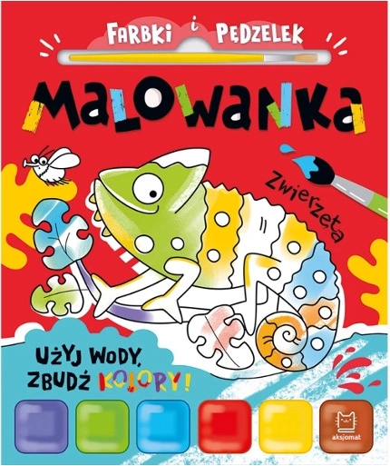 Carte de colorat cu acuarele și pensulă – Animăluțe