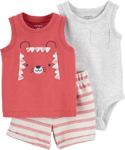 Set Carter’s din 3 piese pentru băieți Red tiger (body fără mâneci, maiou și pantaloni scurți) 12 luni