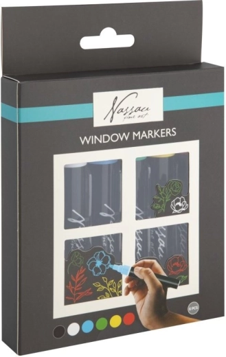 Markere cretă pentru ferestre GRAFIX – set de 6 culori
