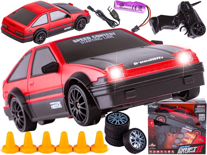 Mașină RC de drift Toyota 1:24 2,4 GHz 4WD roșu-negru