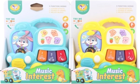 Pian pentru copii în formă de autobuz cu sunete de animale