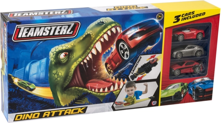 Teamsterz pistă cu dinozaur + 3 mașinuțe