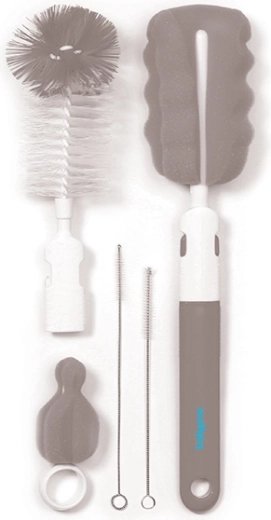 BabyOno perie pentru curățarea sticlelor și suzetelor cu mâner interschimbabil, gri