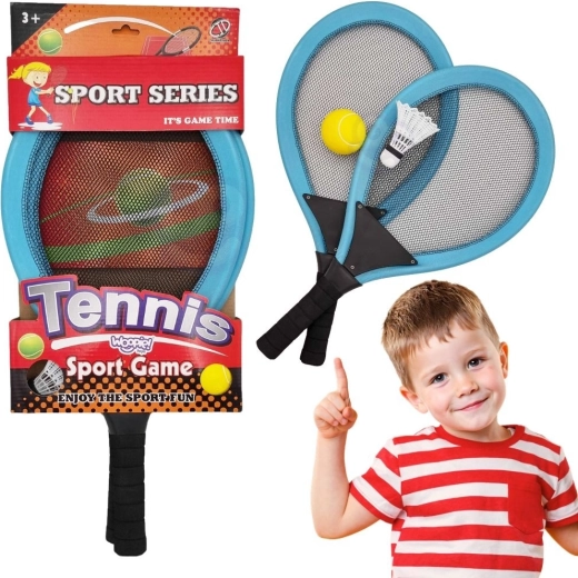 Woopie rachete mari pentru copii – set pentru tenis și badminton cu mingiuță și fluturaș