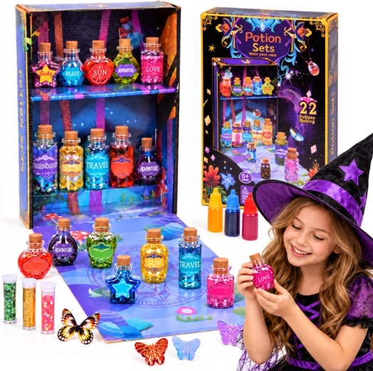 Set creativ magic pentru realizarea poțiunilor cu sclipici (22 de rețete)