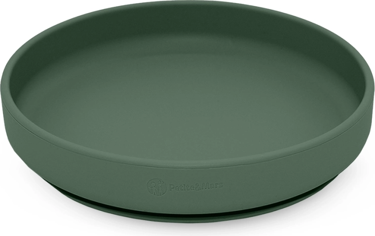 Farfurie din silicon cu ventuză PETITE&MARS Take&Match Misty Green 6m+