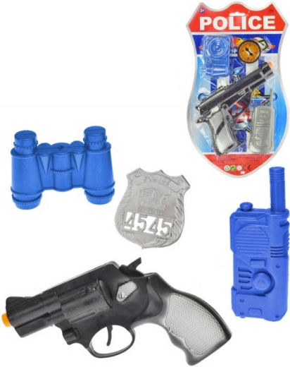 Pistol cu capse de poliție 18 cm cu set de accesorii (aparat foto/binoclu)